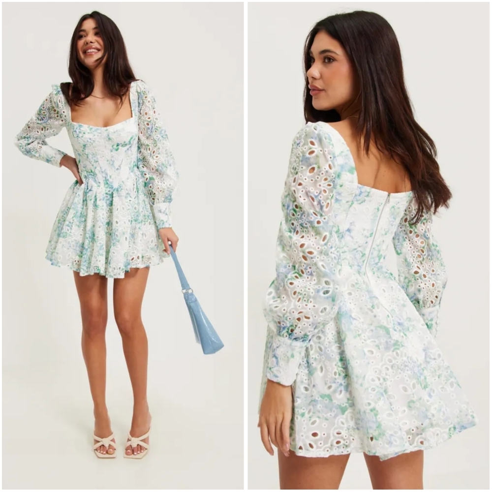 Bardot Lila Flounce Dress Water Floral XL NWT New